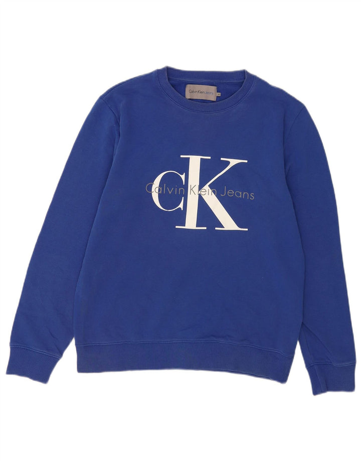 Calvin Klein Jeans Herre Grafisk Sweatshirt Jumper Medium Blå Bomuld