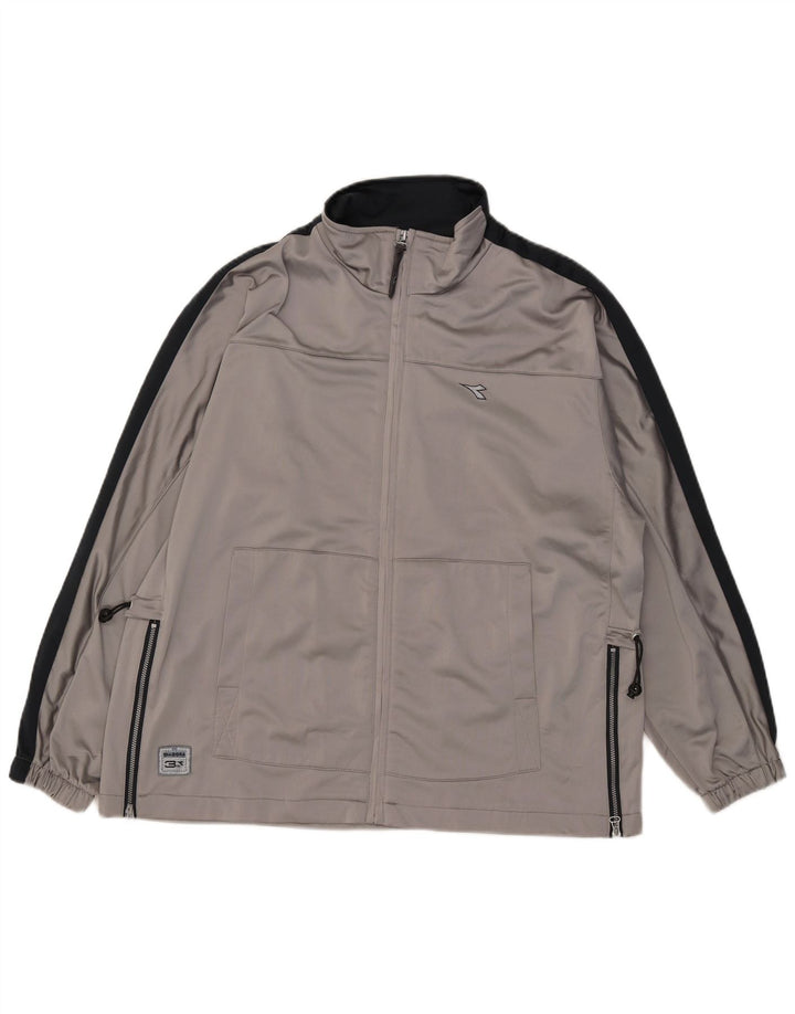 Diadora Womens Oversized træningsdragt Topjakke UK 14 Stor grå farveblok