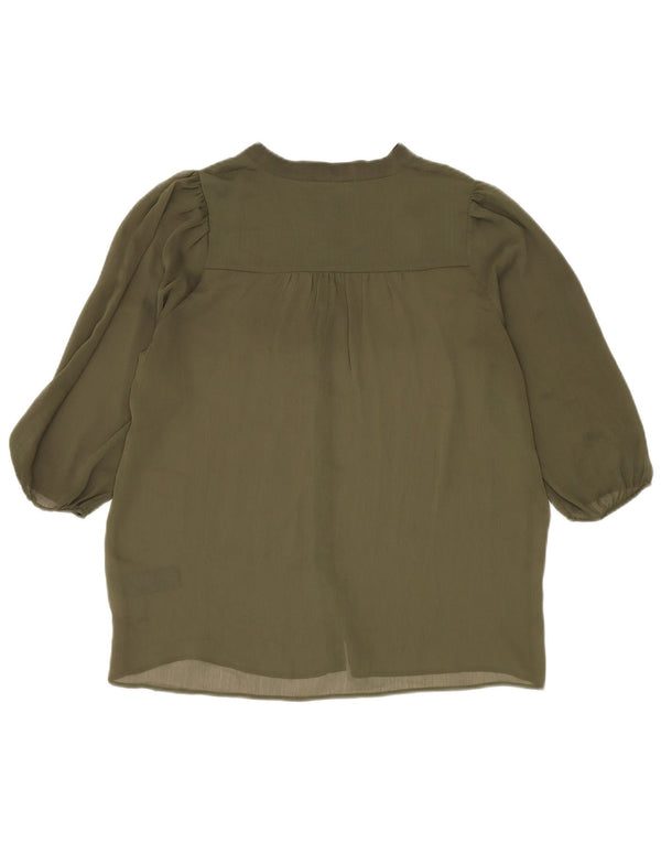 Marks & Spencer Dame Se Through Shirt Bluse UK 14 Large Khaki