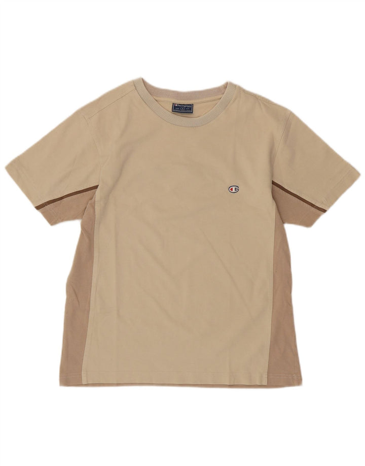 CHAMPION Herre T-Shirt Top Lille Beige Colourblock Bomuld