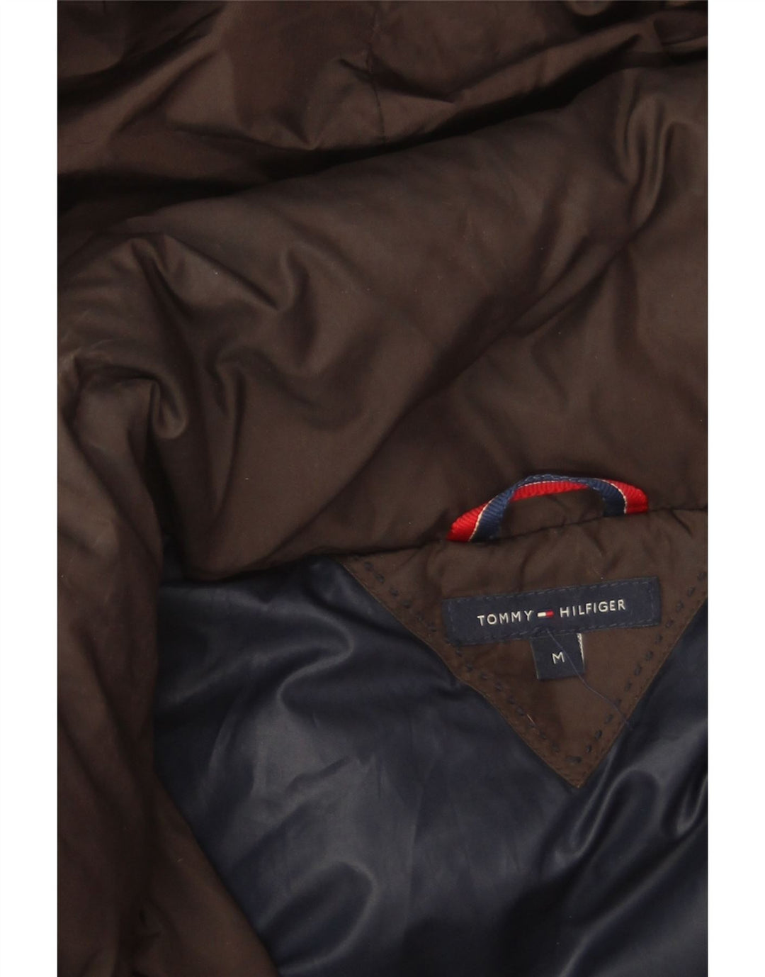 Tommy Hilfiger Dame Hætte Polstret Frakke UK 14 Medium Brun Polyester