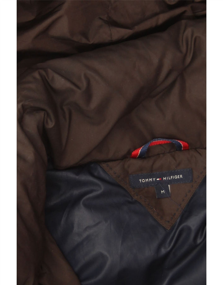 Tommy Hilfiger Dame Hætte Polstret Frakke UK 14 Medium Brun Polyester