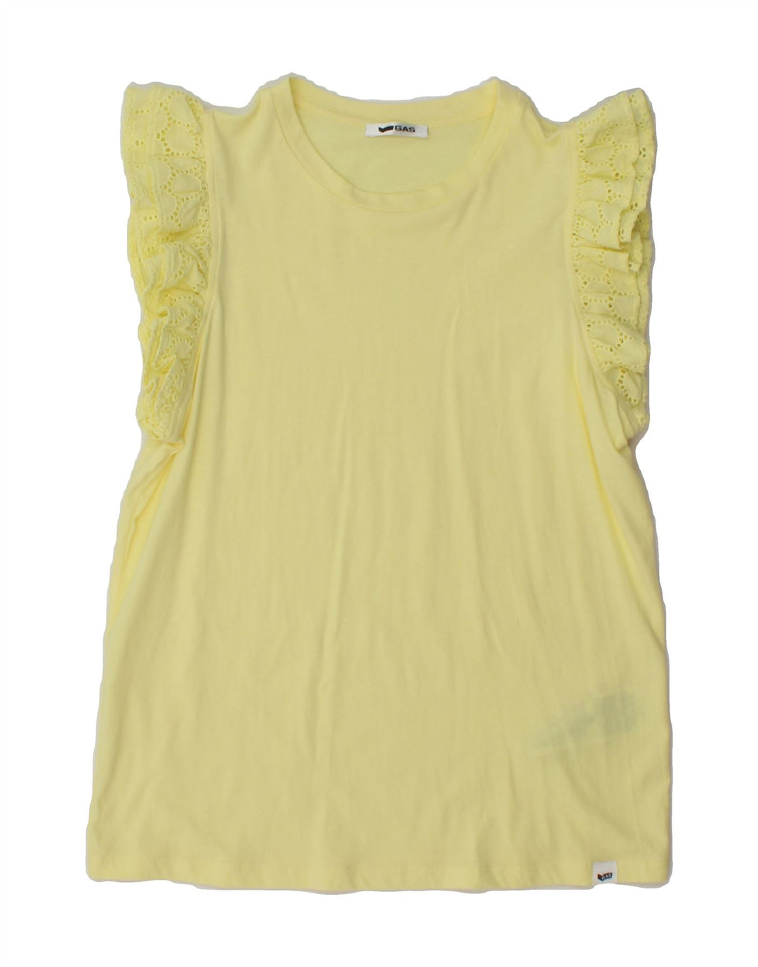 GAS Womens Blouse Top UK 12 Medium Yellow Cotton Vintage Gas and Second-Hand Gas from Messina Hembry 