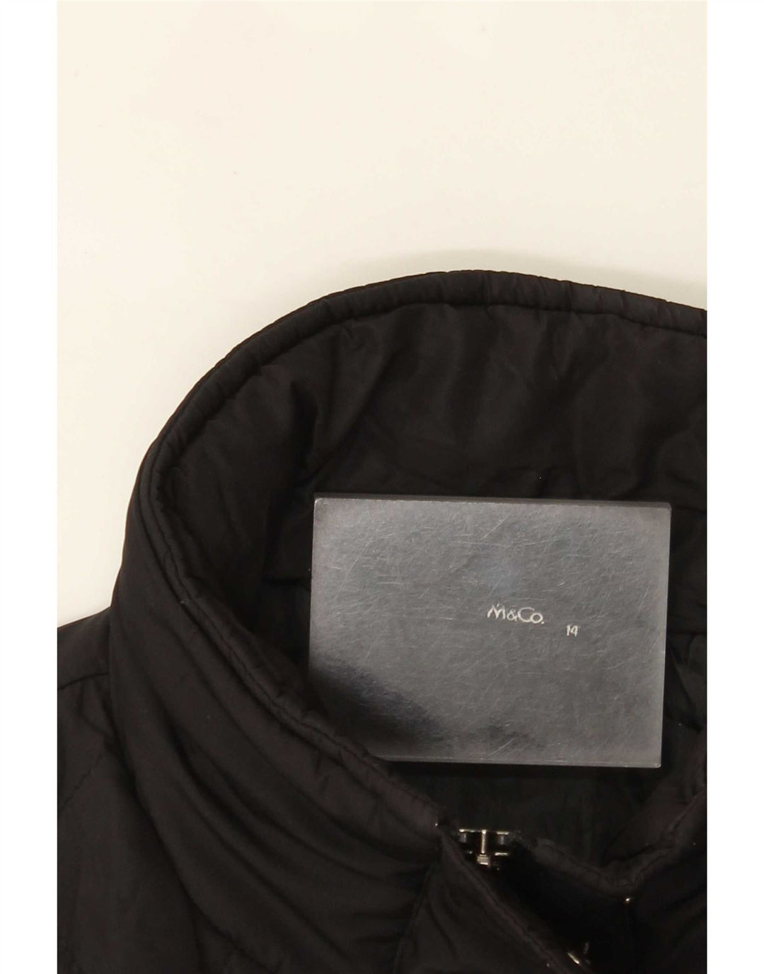 M&Co Quiltet overfrakke til kvinder UK 14 Large Black