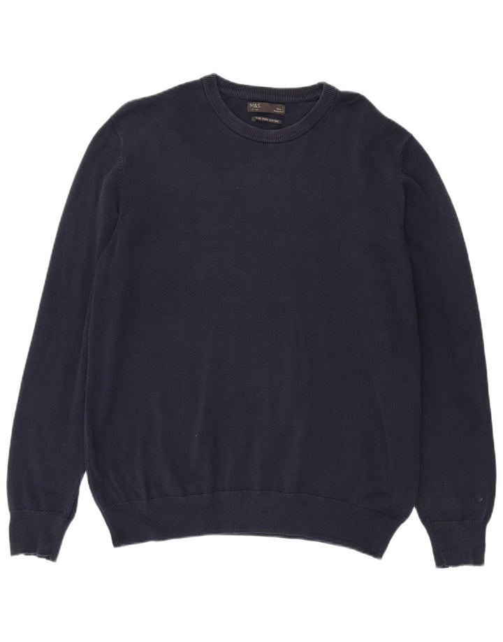 Marks & Spencer Herre sweater med rund hals, stor marineblå bomuld