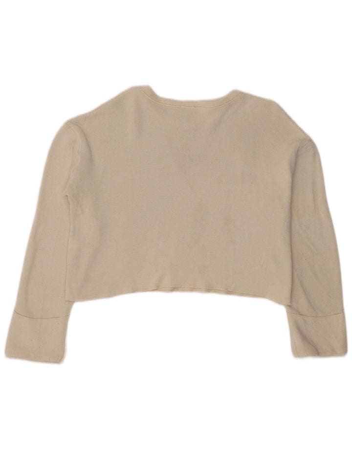 Zara Womens Crop Oversized Top Langærmet UK 10 Small White Viscose