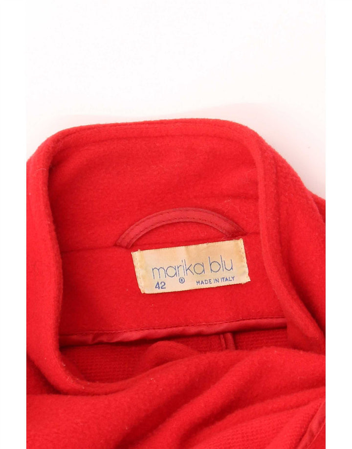 Marika Blu Dame Military Loose Fit Wrap Coat IT 42 Medium Red Designer