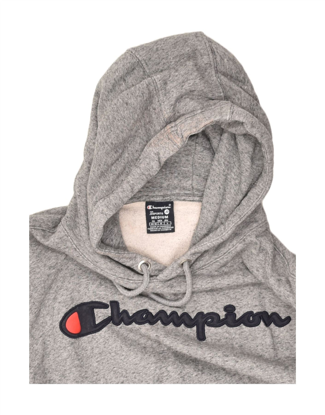 CHAMPION Womens Graphic Hoodie Jumper UK 14 Medium Grey Cotton | Vintage Champion | Thrift | Second-Hand Champion | Used Clothing | Messina Hembry 