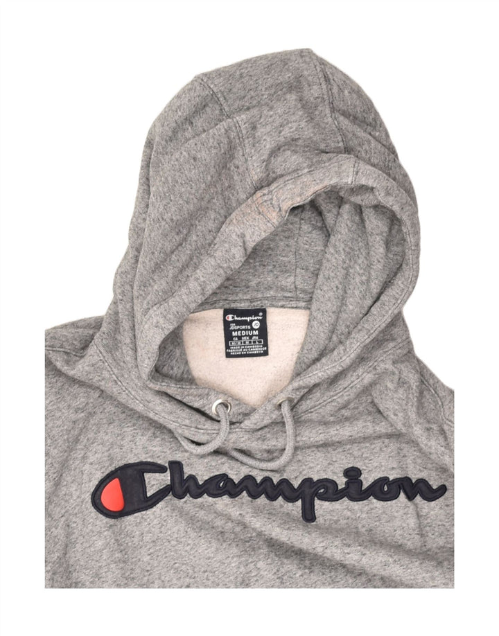 CHAMPION Womens Graphic Hoodie Jumper UK 14 Medium Grey Cotton | Vintage Champion | Thrift | Second-Hand Champion | Used Clothing | Messina Hembry 