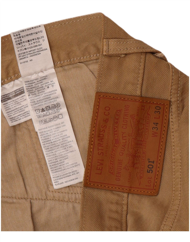 Levi's Herre 501 Straight Jeans W34 L27 Beige Bomuld