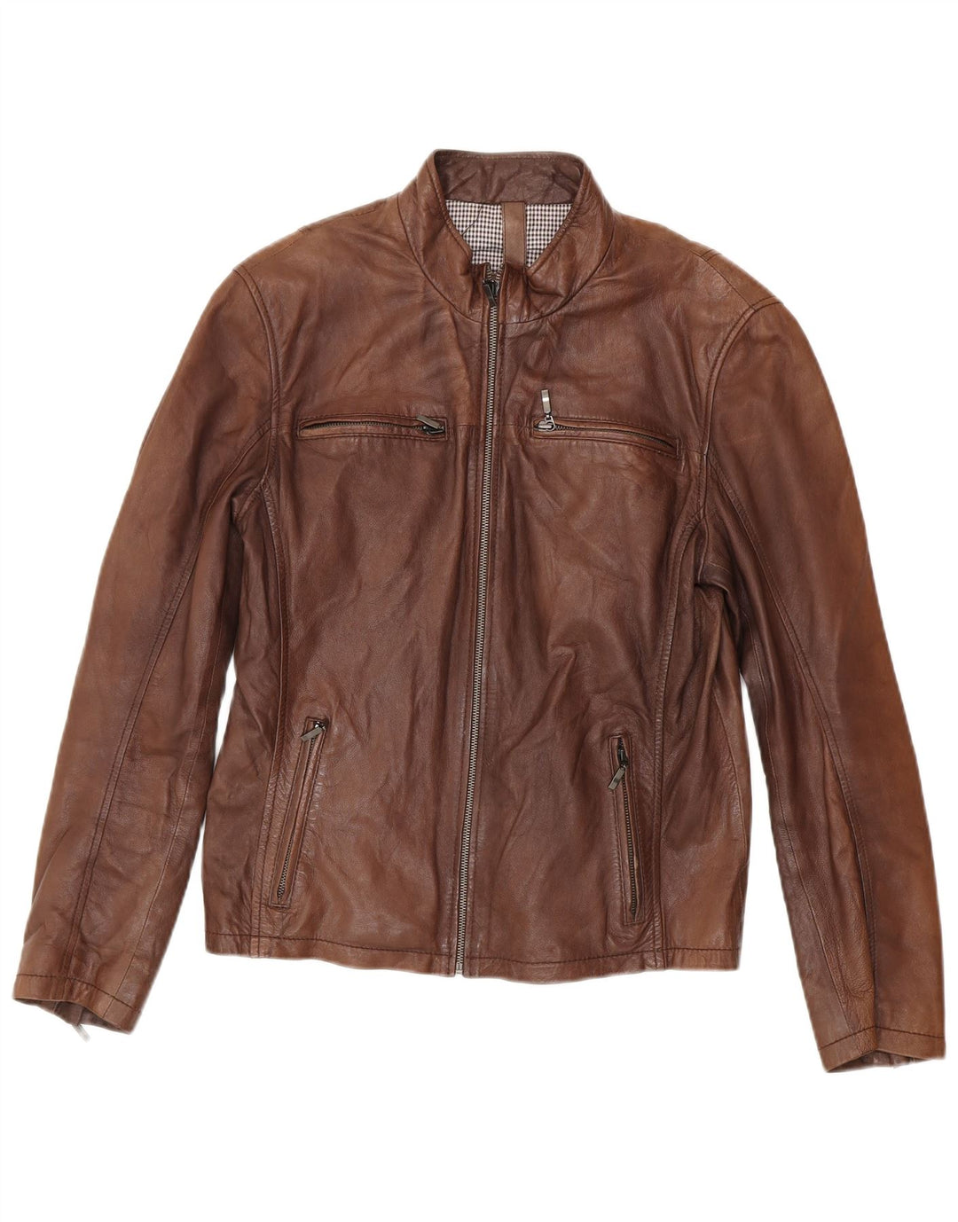 Conbipel Herre Læder Biker Jacket IT 48 Mellem brunt lammeskind