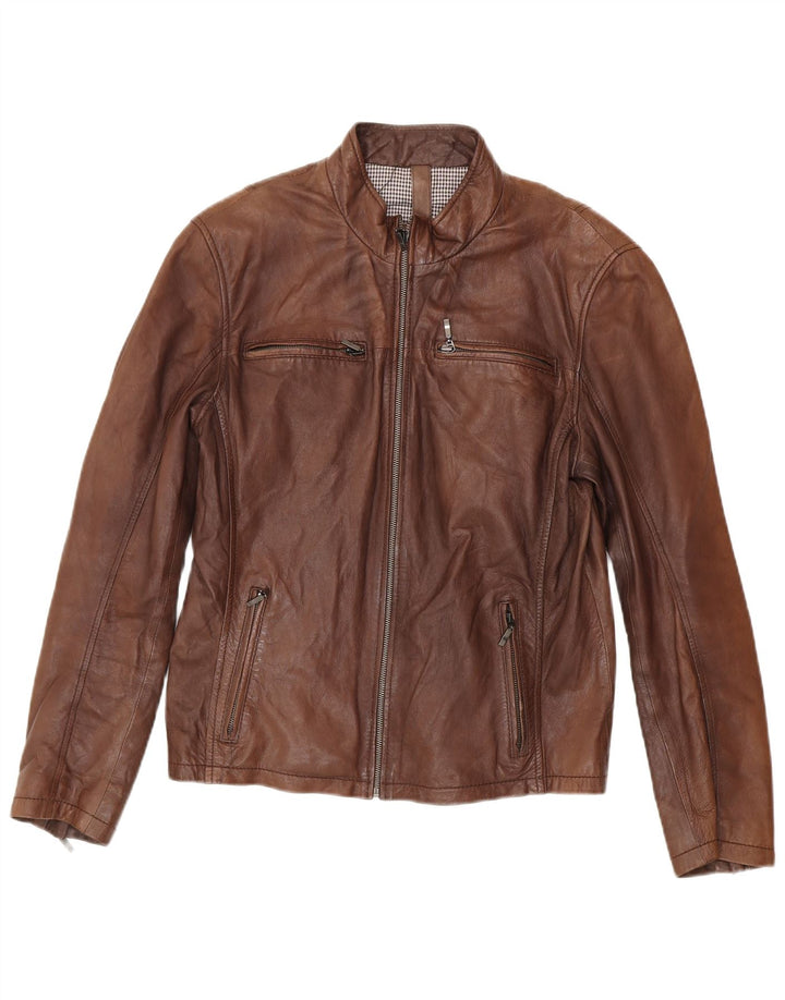 Conbipel Herre Læder Biker Jacket IT 48 Mellem brunt lammeskind