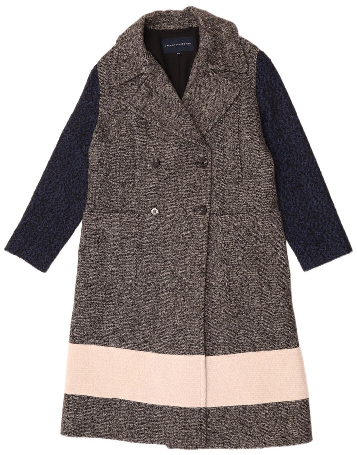 French Connection Dame Dobbeltradet Frakke UK 6 XS Grå Colourblock