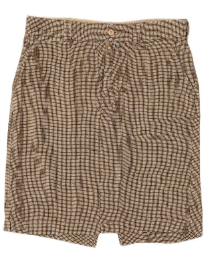 Woolrich lige nederdel til kvinder W33 Stor beige ternet hør