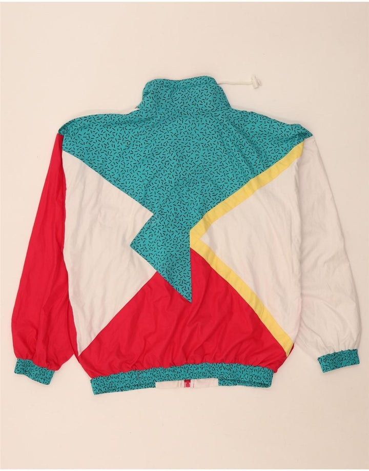 Vintage Herre Windbreaker Jacket UK 38 Medium White Colourblock Polyester