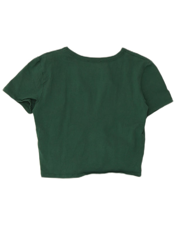 Zara Womens Crop T-Shirt Top UK 14 Stor grøn bomuld