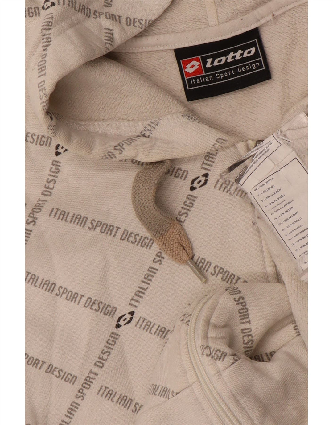 LOTTO Herre grafisk hættetrøje med lynlås mellem hvid bomuld