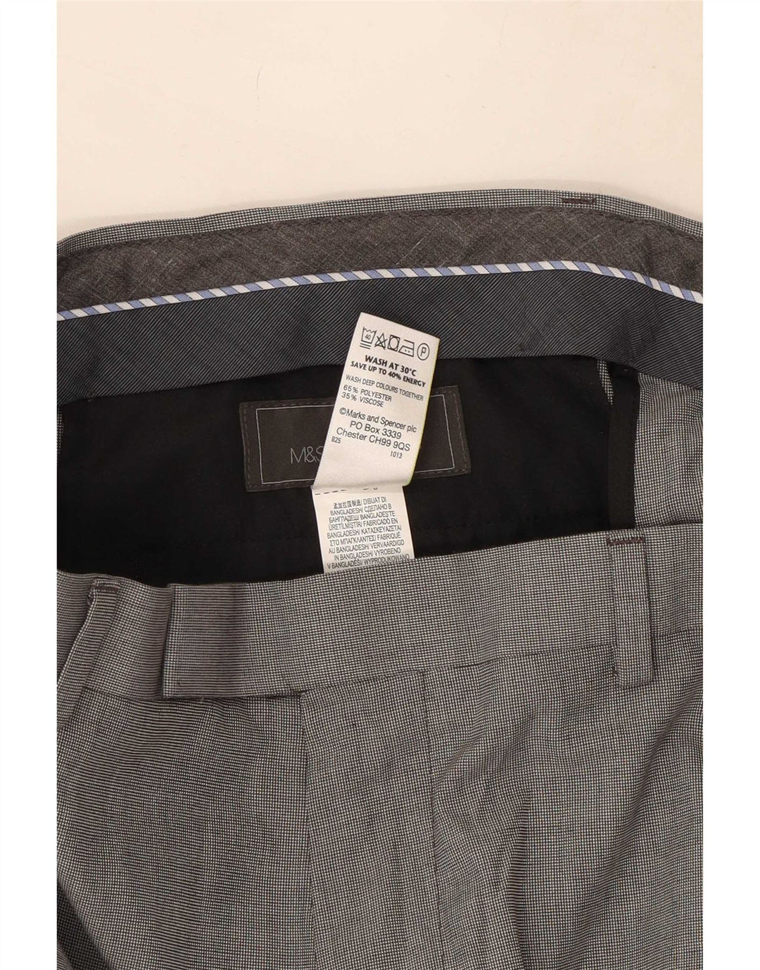 Marks & Spencer Herre skræddersyet pasform Casual Bukser W34 L33 Grå Polyester