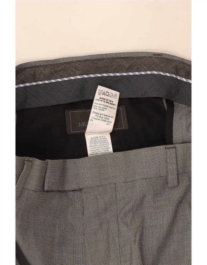 Marks & Spencer Herre skræddersyet pasform Casual Bukser W34 L33 Grå Polyester