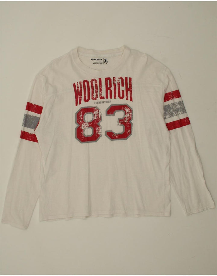 WOOLRICH Womens Graphic Top Long Sleeve UK 18 XL White Cotton Vintage Woolrich and Second-Hand Woolrich from Messina Hembry 