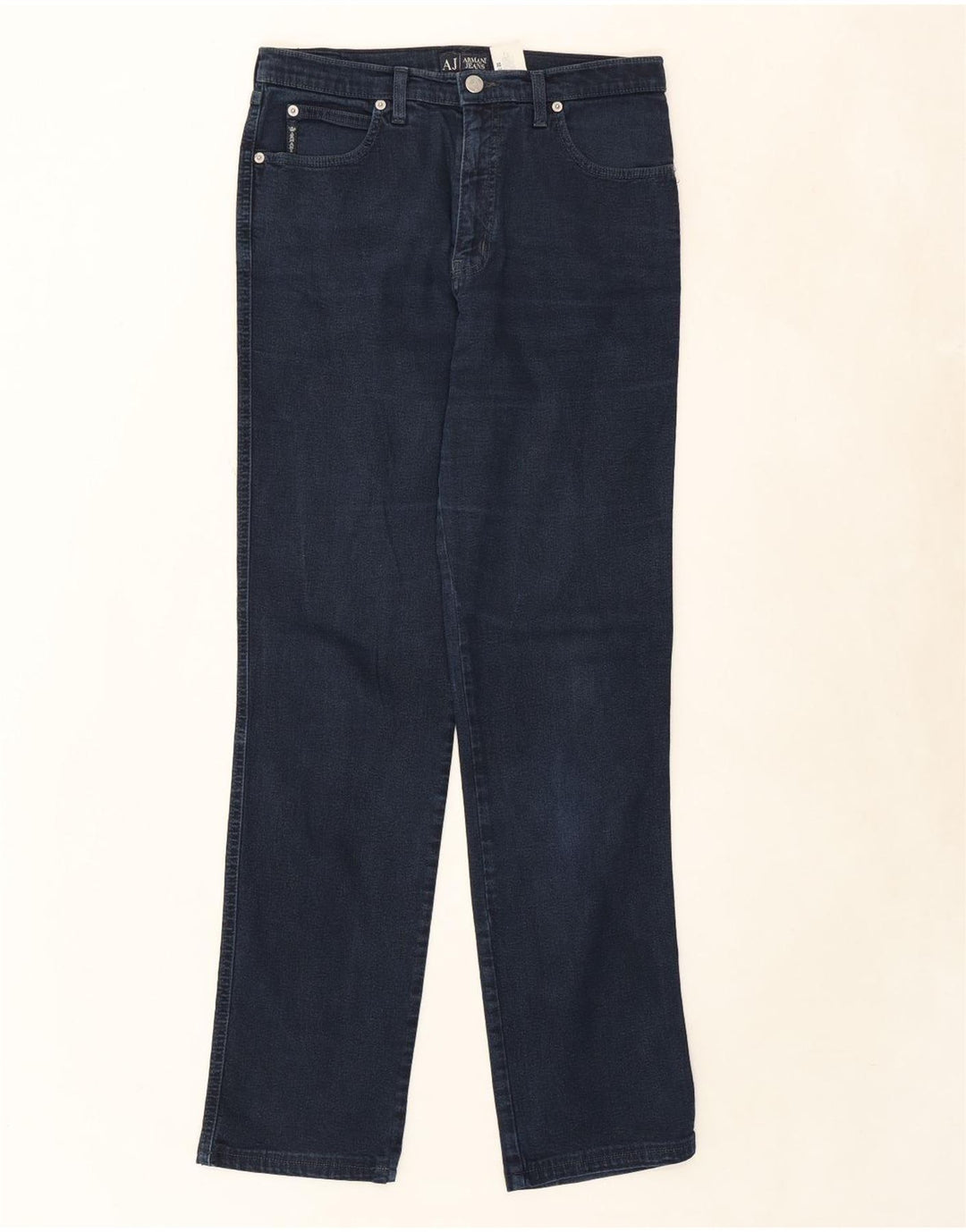 ARMANI Womens Straight Jeans W31 L30 Navy Blue Cotton Vintage Armani and Second-Hand Armani from Messina Hembry 