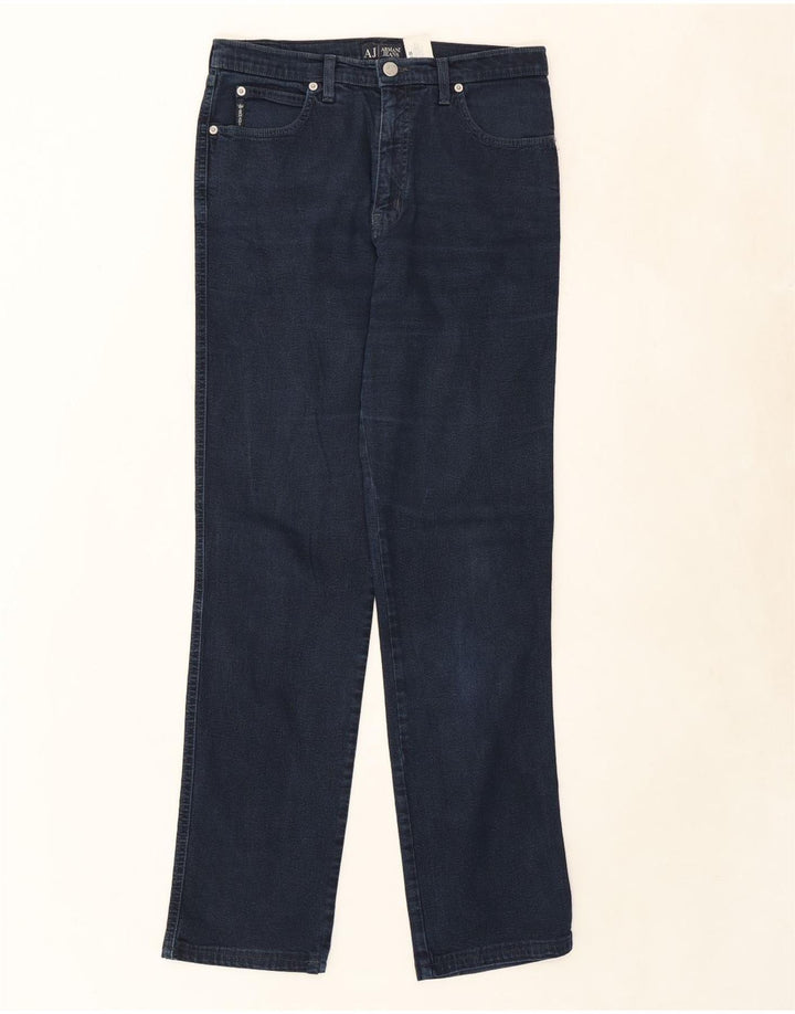 ARMANI Womens Straight Jeans W31 L30 Navy Blue Cotton Vintage Armani and Second-Hand Armani from Messina Hembry 