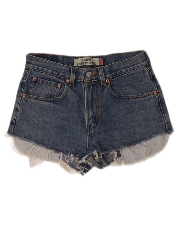 Levi's Dame Denim Slim Fit Hot Pants W32 Large Blue Cotton