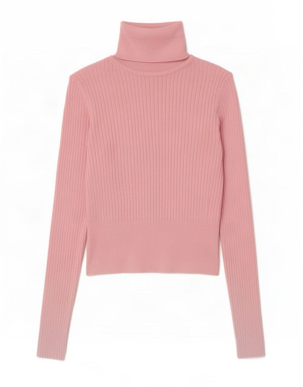 Zara Womens Crop Roll Neck Jumper Sweater UK 8 Small Pink Viscose