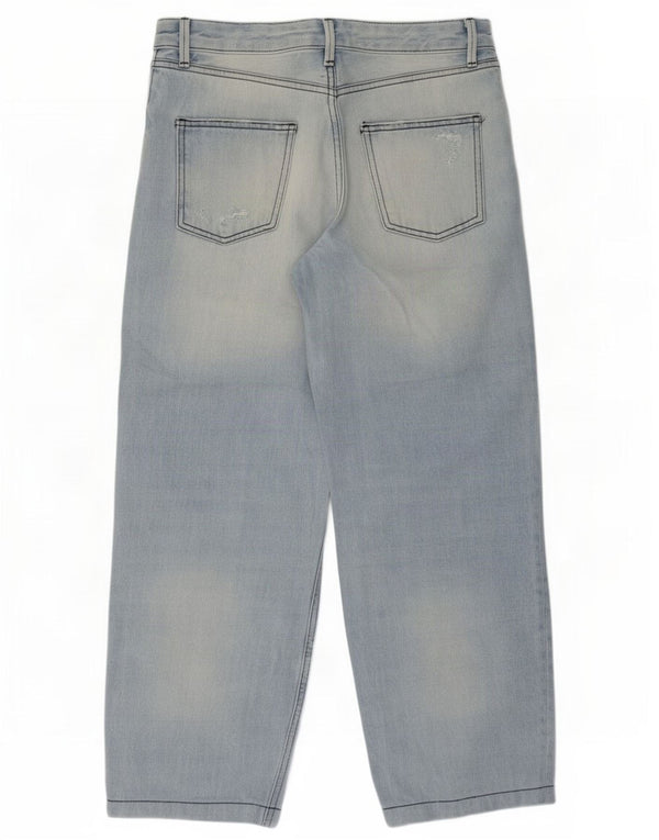 Zara Dame High Waist Distressed Loose Jeans EU 38 Small W28 L26 Blue