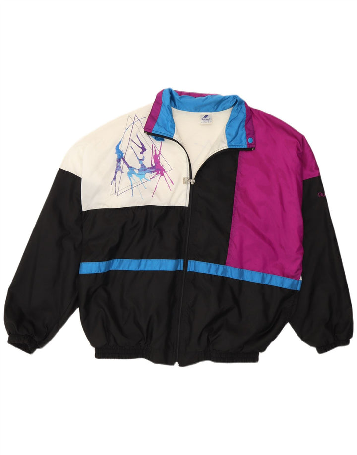 Rucanor Herre grafisk træningsdragt topjakke UK 38/40 Medium Black Colourblock