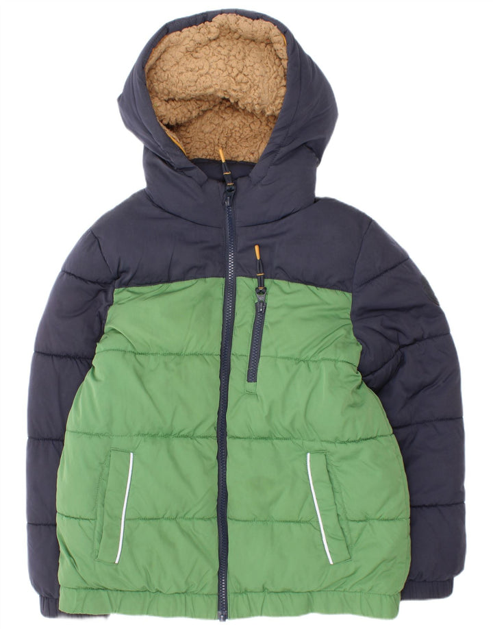Fat Face drenge hættepolstret jakke 8-9 år Grøn Colourblock Polyester