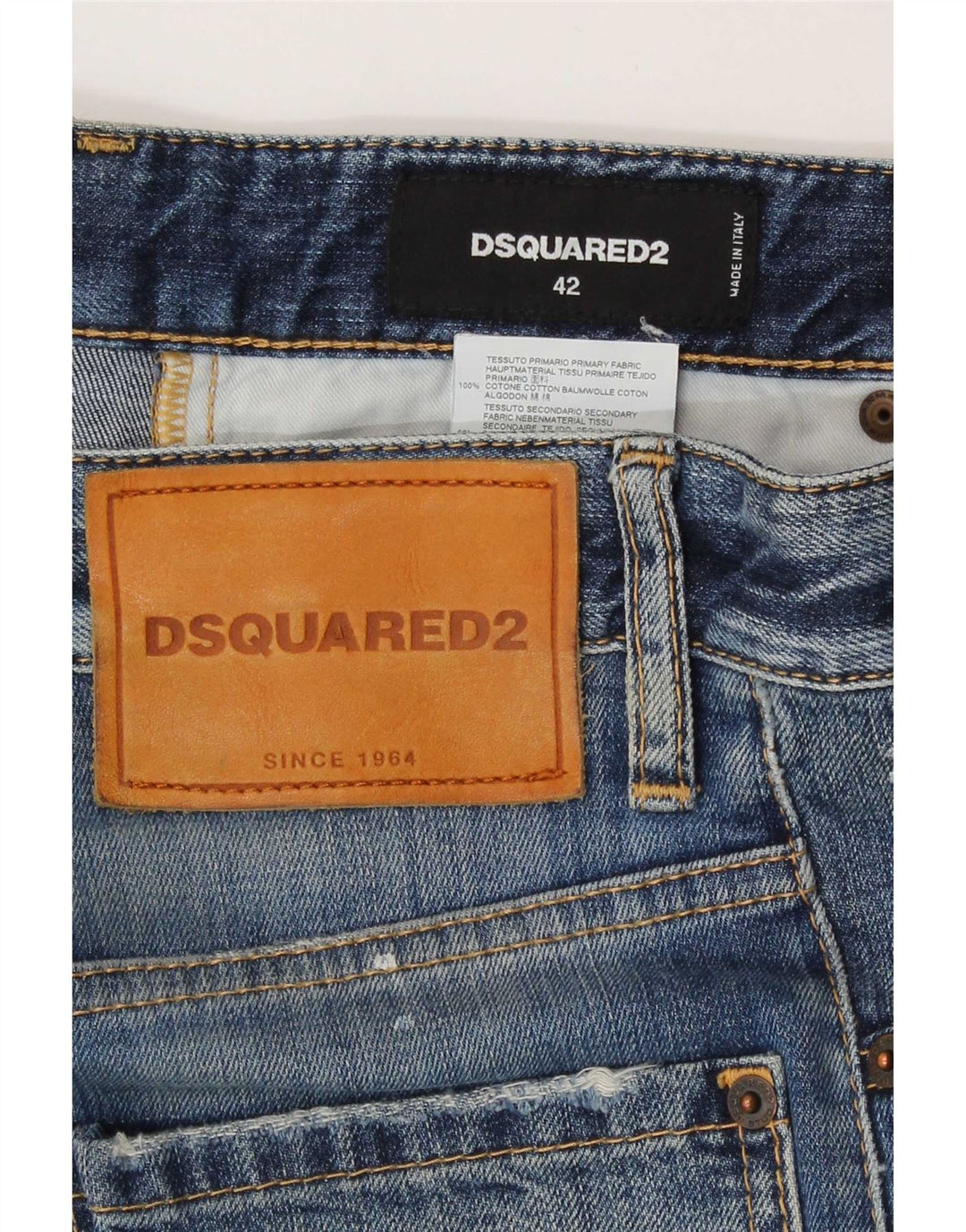 Dsquared2 Dame Distressed Slim Jeans IT 42 Medium W30 L27 Blue Spotted