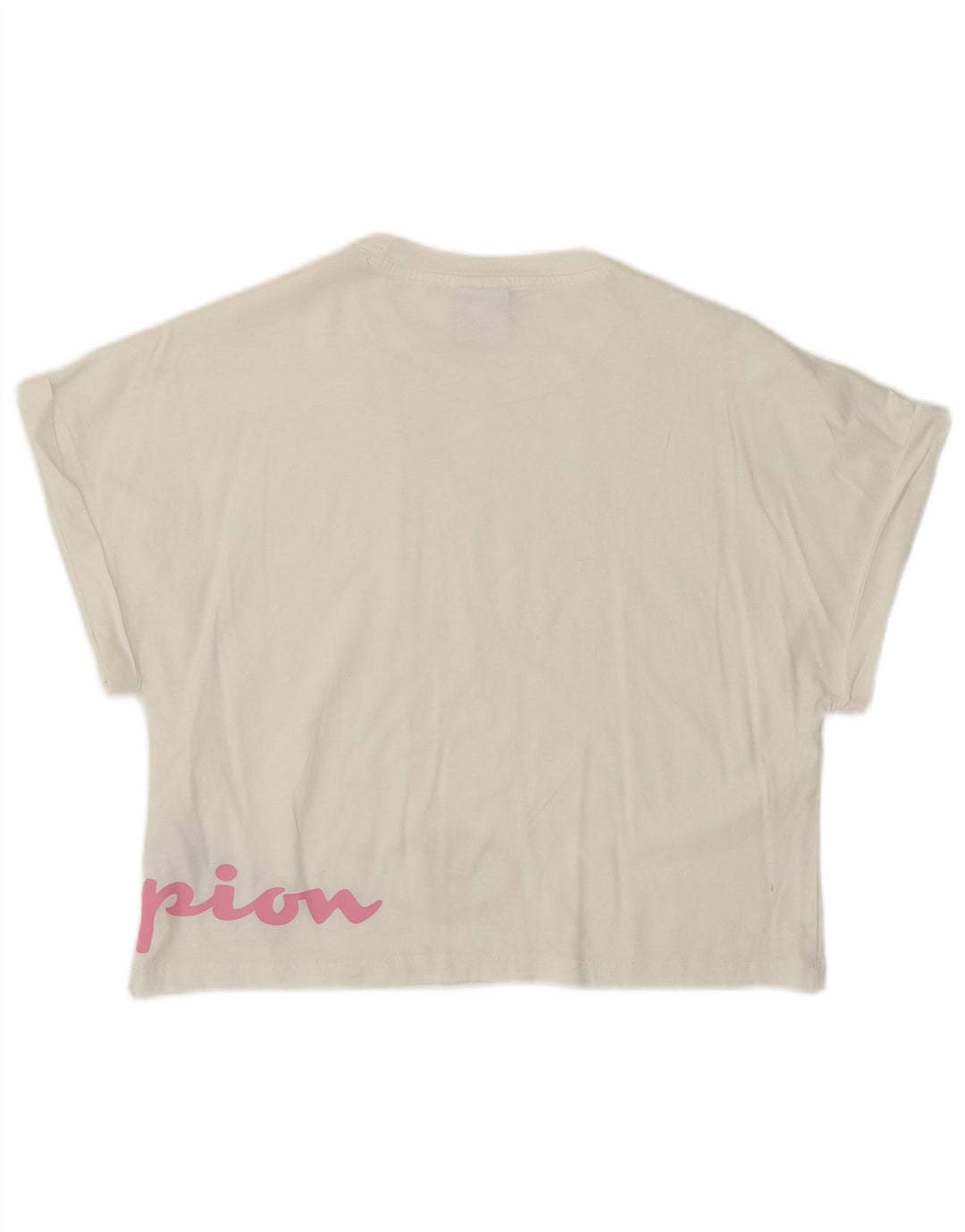 Champion Girls Crop Grafisk T-Shirt Top 13-14 år XL Hvid Bomuld