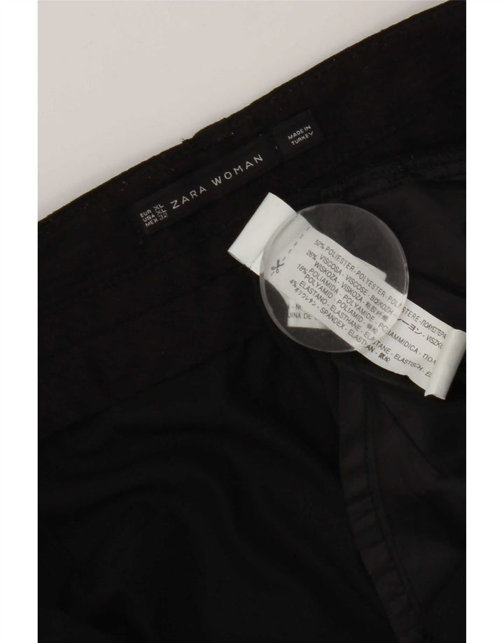 Zara Dame Drop Skridt Capri Bukser XL W36 L19 Sort Polyester