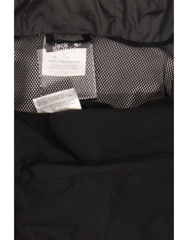Jack Wolfskin Dame Regnjakke med hætte UK 16 Stor sort polyamid