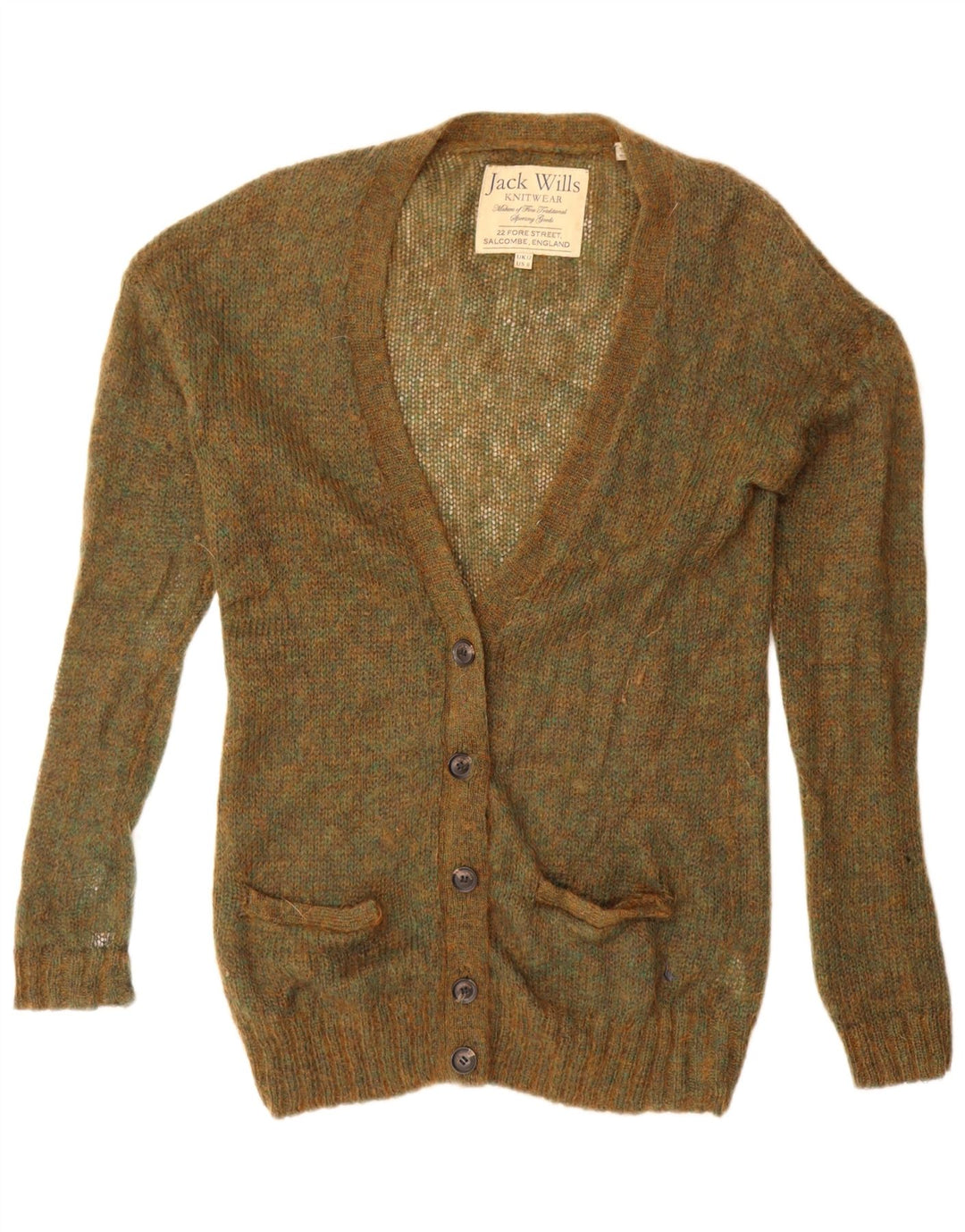 Jack Wills Dame Oversized Cardigan Sweater UK 12 Medium Khaki Flecked