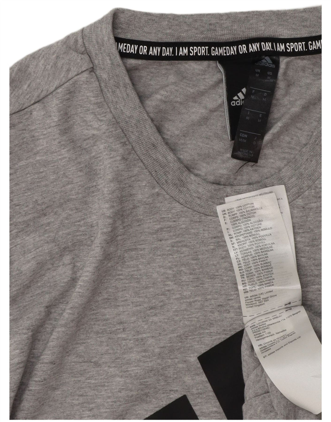 ADIDAS grafisk t-shirt til mænd, mellemgrå flækket bomuld