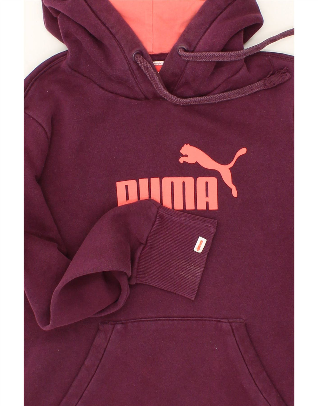 PUMA Womens Graphic Hoodie Jumper UK 12 Medium  Maroon Cotton Vintage Puma and Second-Hand Puma from Messina Hembry 
