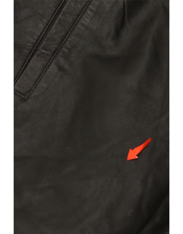 MISS JOY kvinders højtaljede lædershorts EU 38 Medium W25 sort læder