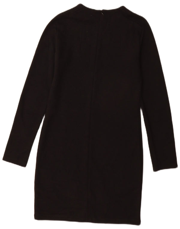 Zara Dame Jumper Dress UK 12 Medium Sort Bomuld