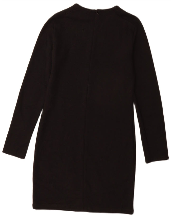 Zara Dame Jumper Dress UK 12 Medium Sort Bomuld
