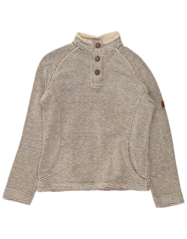 Weird Fish Dame Button Neck Sweatshirt Jumper UK 10 Small Grey Bomuld