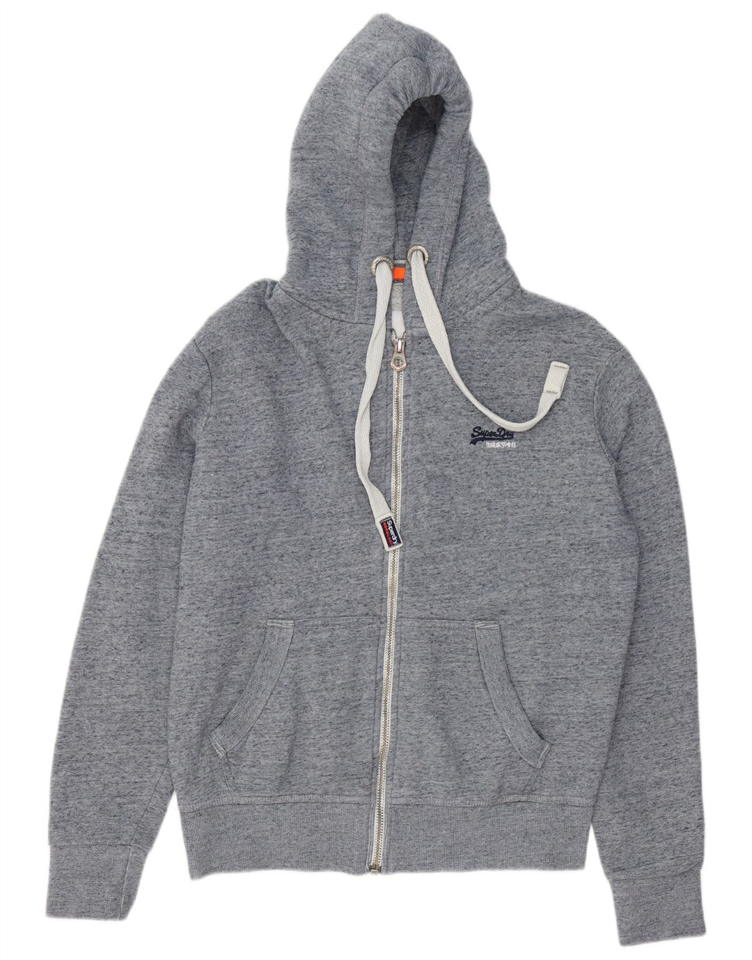 Superdry hættetrøje med lynlås til mænd mellemblå flækket bomuld