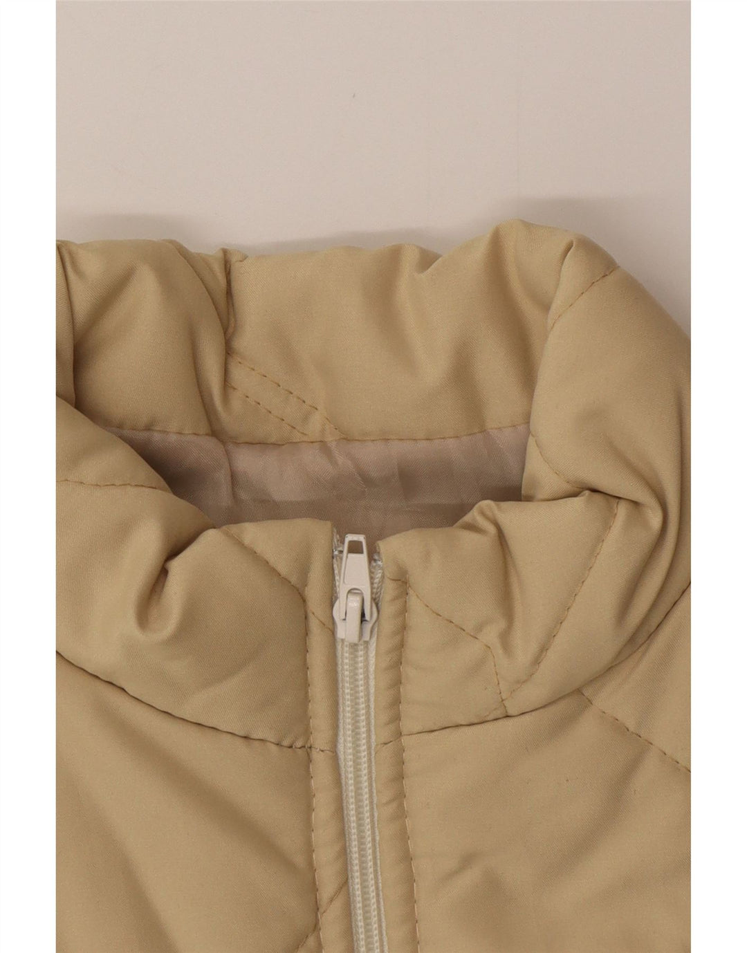 VINTAGE Polstret Gilet til kvinder UK 12 Medium Beige