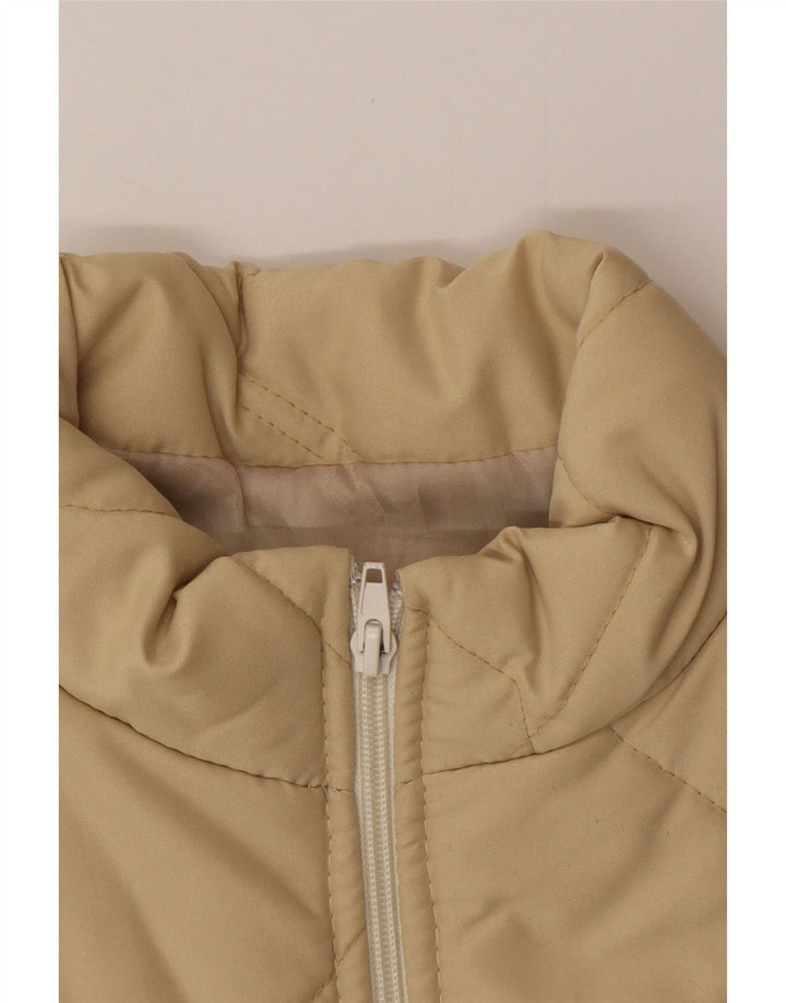 VINTAGE Polstret Gilet til kvinder UK 12 Medium Beige
