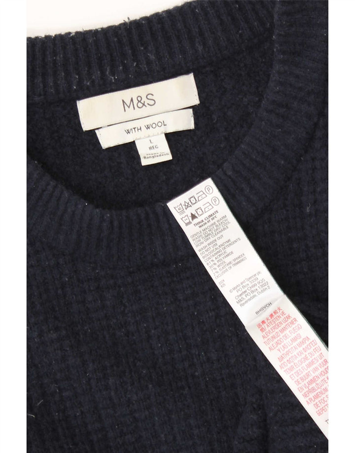 Marks & Spencer Herre sweater med rund hals, stor marineblå akryl