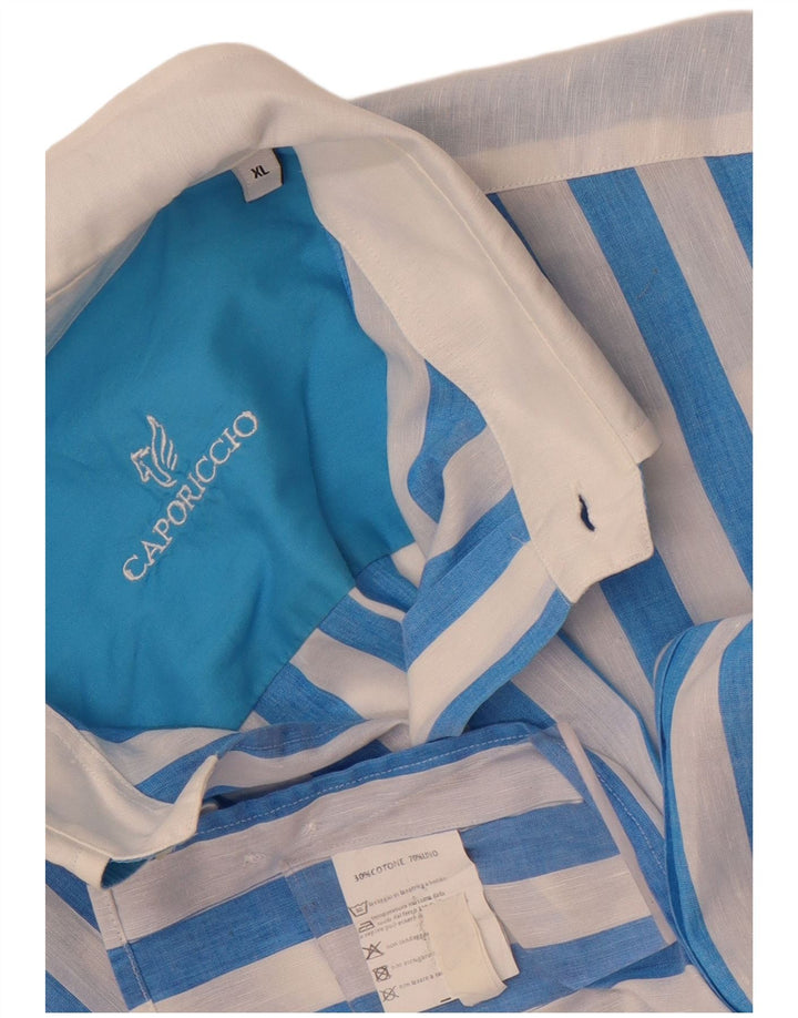 Caporiccio herreskjorte XL blå stribet hør