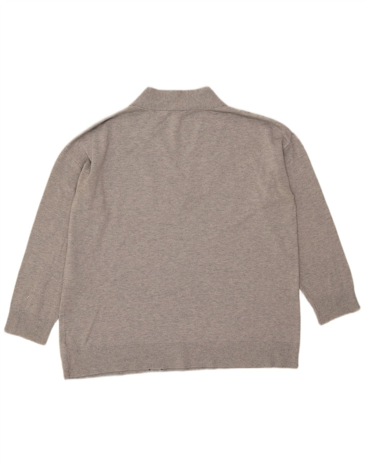 Gap Dame Oversized V-hals Jumper Sweater UK 16 Large Grå Flecked