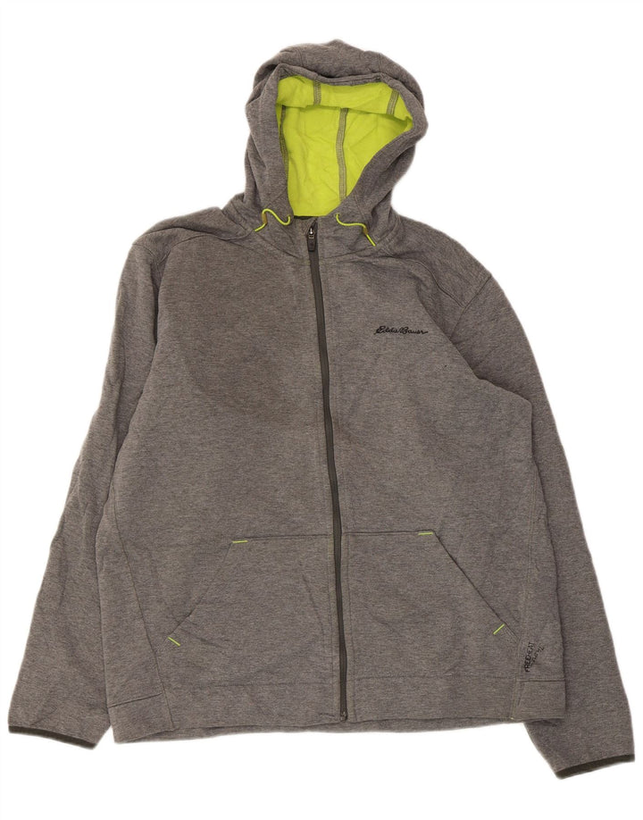 EDDIE BAUER Hættetrøje med lynlås til mænd Large Grå Polyester