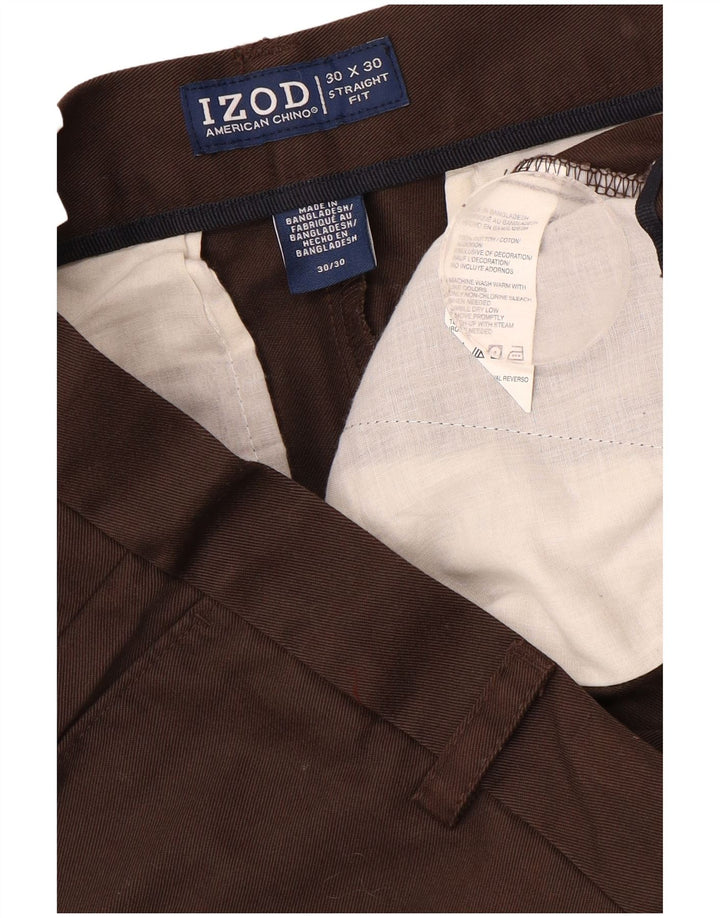 IZOD Straight Chino-bukser til mænd W30 L30 Brun bomuld